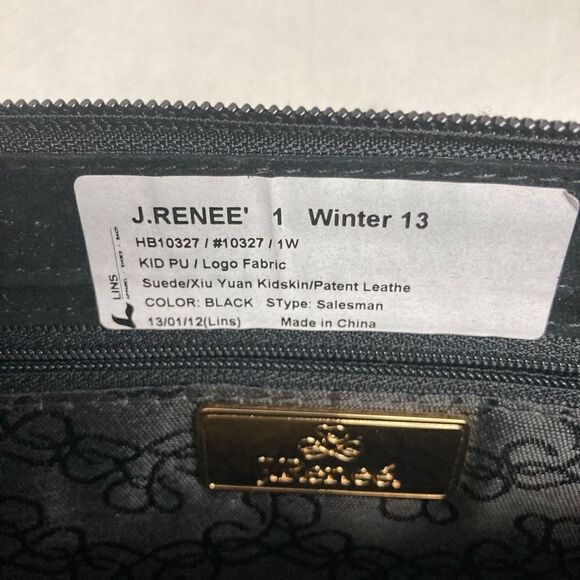 J. RENEE’ Women’s Studded Crossbody Black Suede 4.75X13 - Picture 8 of 10